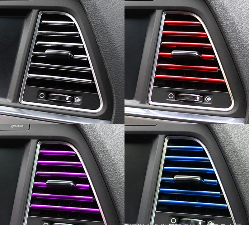 10 Pcs Car Accessories DIY Car Interior Air Conditioner Outlet Vent Grille Chrome Decoration Strip Silvery car styling