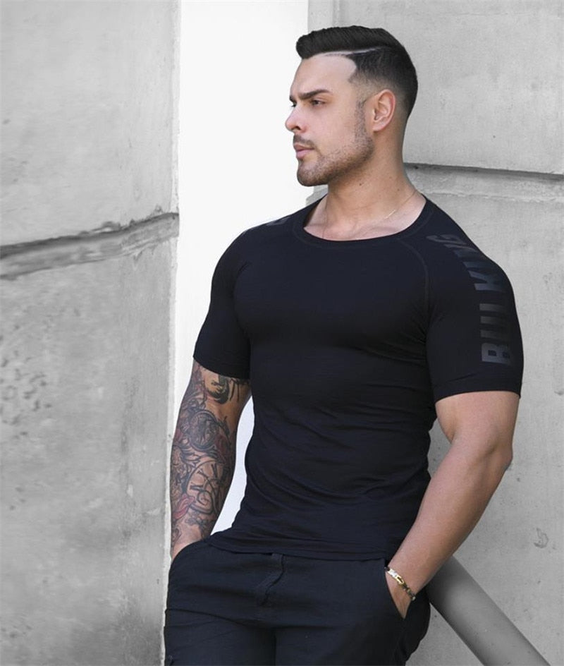 GYM Sport Running Men T shirt Fitness Slim High Elasticity