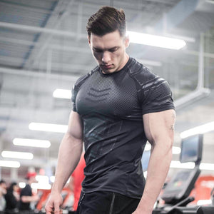 GYM Sport Running Men T shirt Fitness Slim High Elasticity