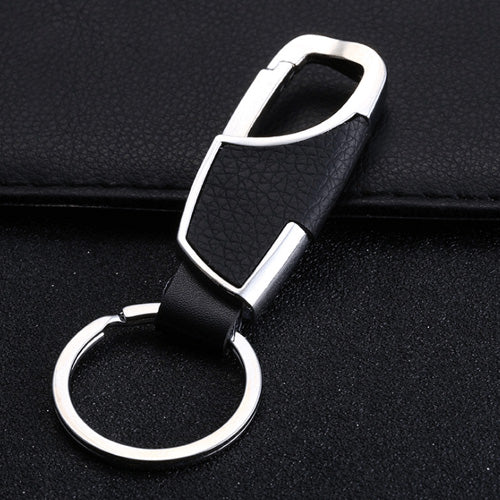 2019 New Simple Leather and Metal Alloy Buckle Men Black Car Keychain Key Ring Car Accessories